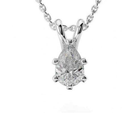 2 Carats Solitaire Diamond Necklace Pendant White Gold 14K