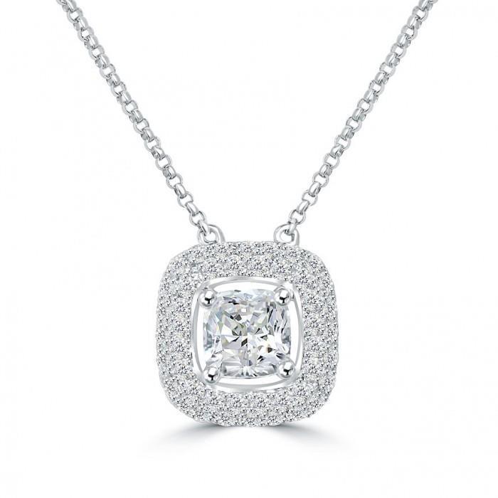 1.25 Carats Diamond Ladies Necklace Pendant Gold White 14K