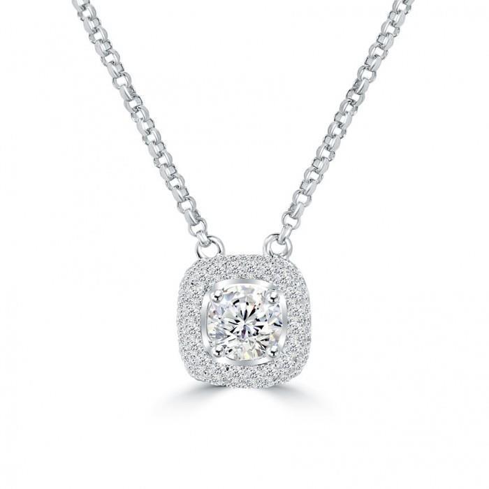 Round Brilliant Cut Diamond White Gold 14K Pendant Necklace 1.50 Carats