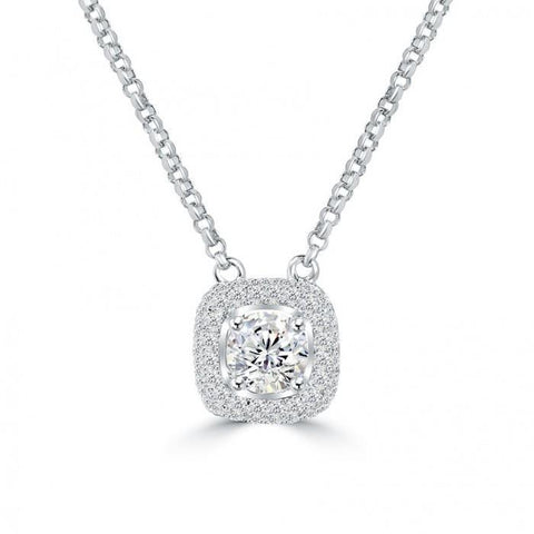 Round Brilliant Cut Diamond White Gold 14K Pendant Necklace 1.50 Carats