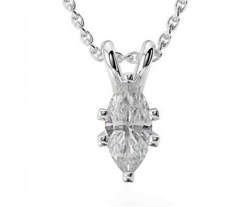 2.00 Carats Marquise Cut Diamond Pendant Necklace White Gold 14K