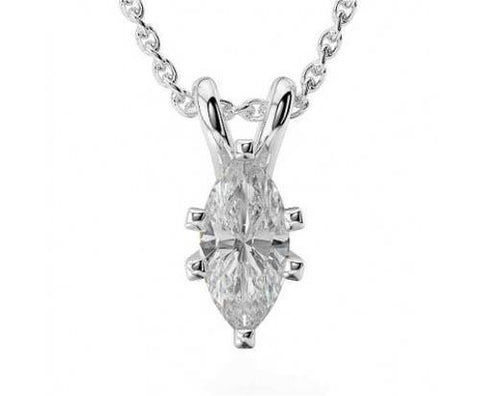 2.00 Carats Marquise Cut Diamond Pendant Necklace White Gold 14K