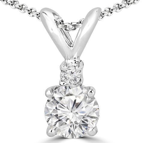 Beautiful White Round Diamond Pendant Necklace 2.25 Carats White Gold 14K