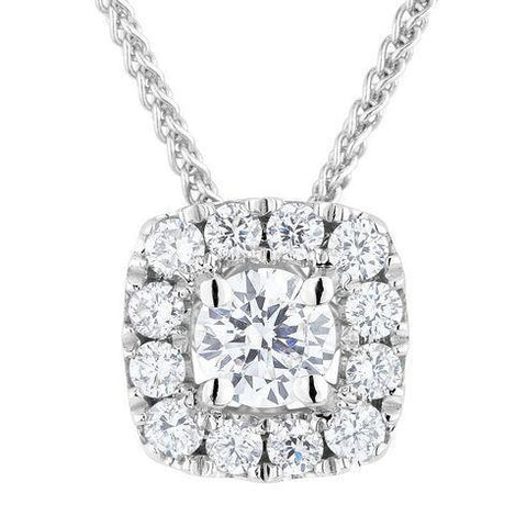 Women Round Cut 1.50 Carats Diamond Necklace Pendant White Gold 14K