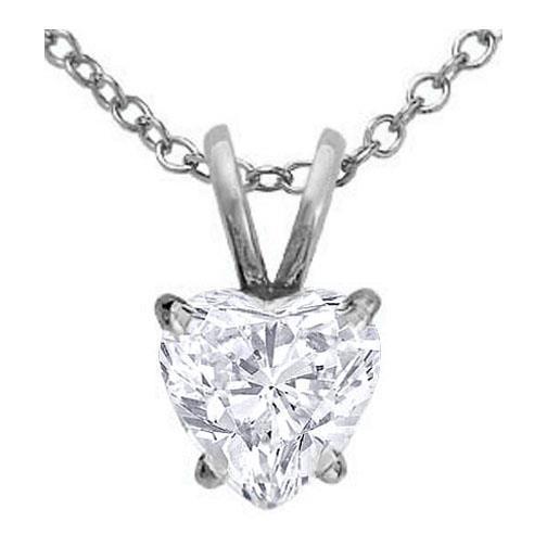 White Gold 14K Heart Shape Diamond Pendant Necklace 2.00 Carats