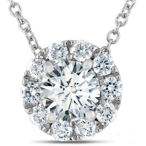 Round Cut Diamond Pendant Necklace 2.50 Carats White Gold 14K