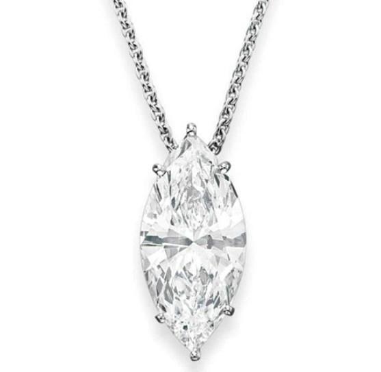 Women Marquise Cut Diamond Necklace Pendant 2.00 Carats White Gold 14K