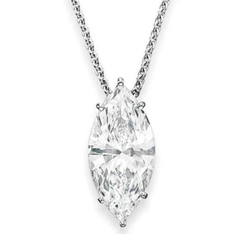 Women Marquise Cut Diamond Necklace Pendant 2.00 Carats White Gold 14K