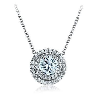Round Brilliant Cut Diamond Pendant Necklace 1.25 Carats White Gold 14K