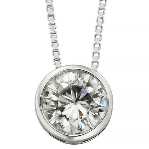 Women Diamond Necklace Pendant 2.00 Carats White Gold 14K