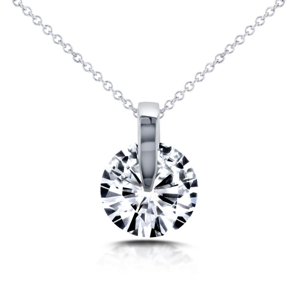 2.00 Carats White Gold 14K Round Brilliant Cut Diamond Necklace Pendant