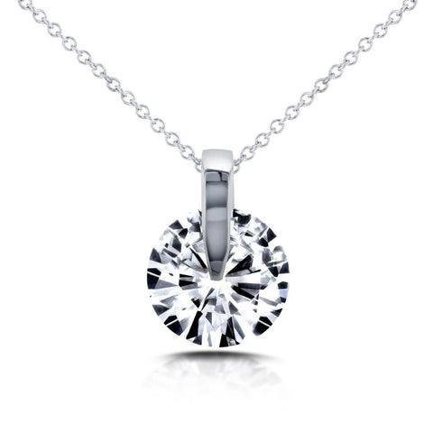 2.00 Carats White Gold 14K Round Brilliant Cut Diamond Necklace Pendant