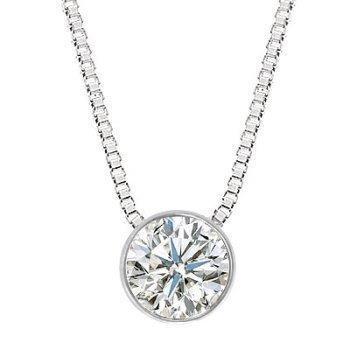 1.00 Carats Diamond Pendant Necklace Round Cut White Gold 14K