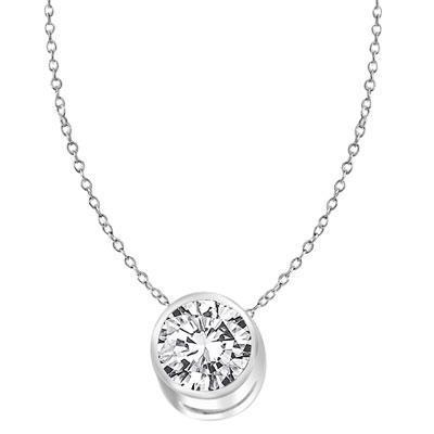 Sparkling Round Cut Diamond Necklace Pendant White Gold 14K 1.00 Carats