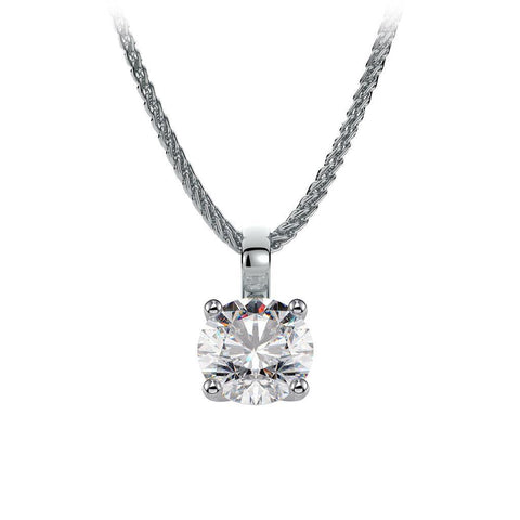 Prong Set G Vs2 Round 1.50 Carat Diamond Pendant Necklace Gold White 14K