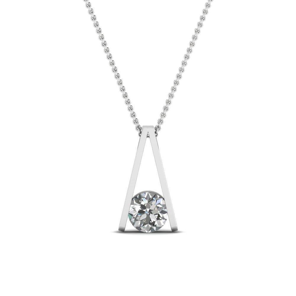 Sparkling G Vs2 Solitaire 1.00 Carat Diamond Pendant Necklace 14K Gold