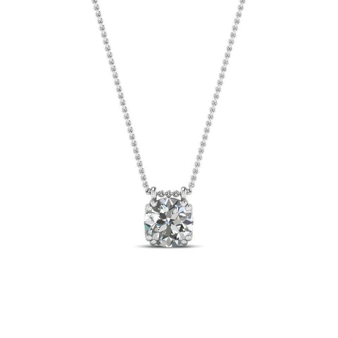 Round Brilliant Cut 1.00 Carat Diamond Necklace Pendant 14K White Gold