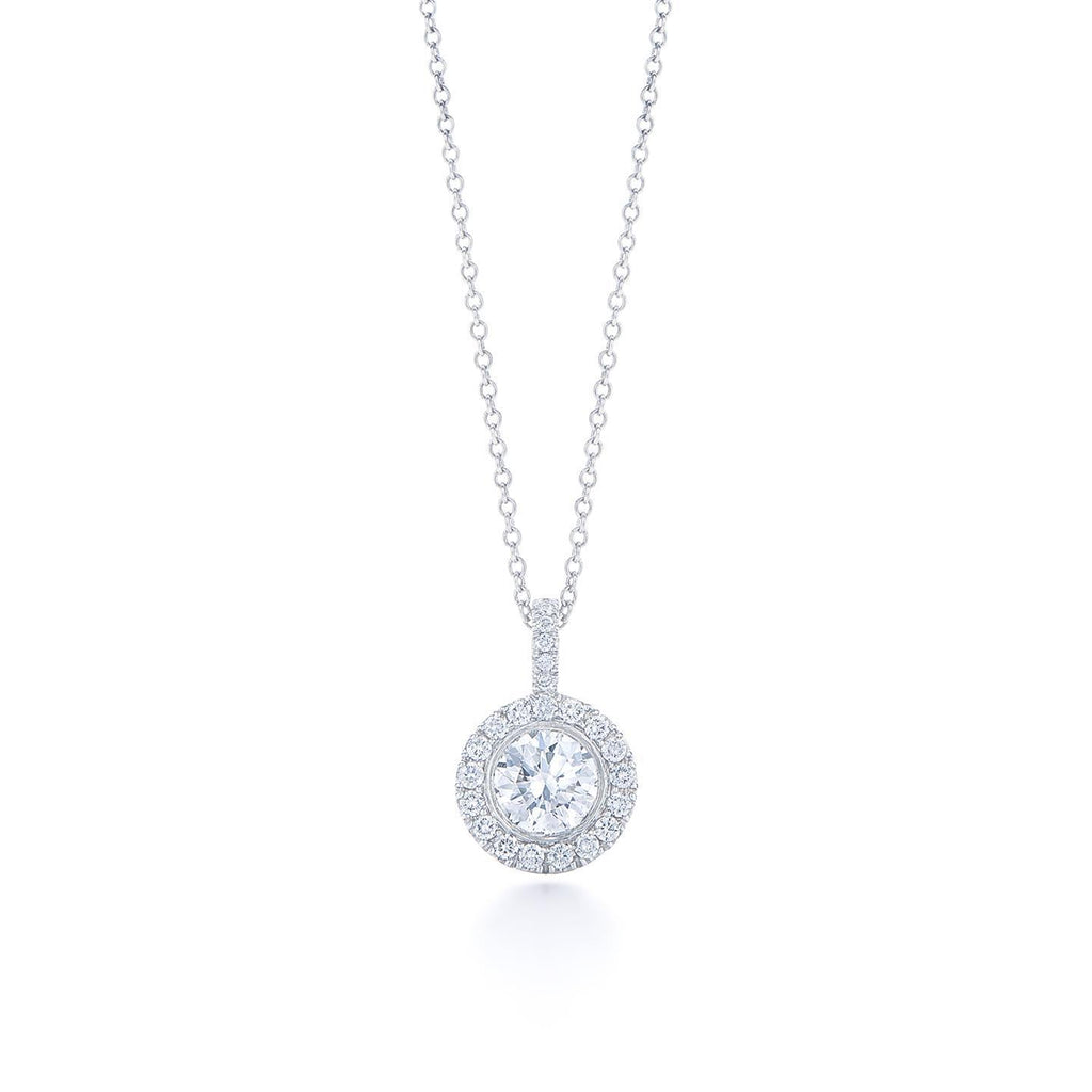 1.55 Carats Sparkling Brilliant Cut Diamonds Necklace Pendant Gold White 14K