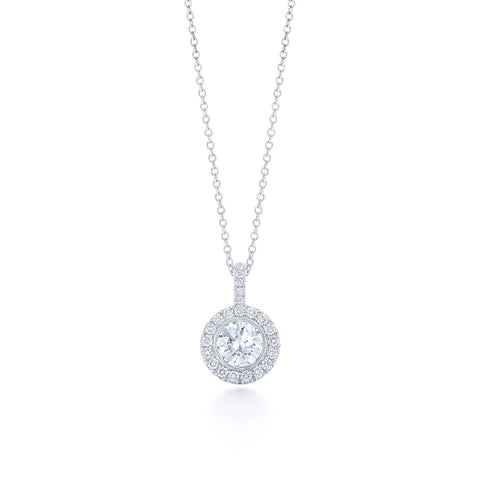 1.55 Carats Sparkling Brilliant Cut Diamonds Necklace Pendant Gold White 14K