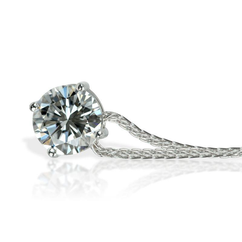 2.00 Carat Prong Set Diamond Lady Pendant Necklace White Gold 14K New