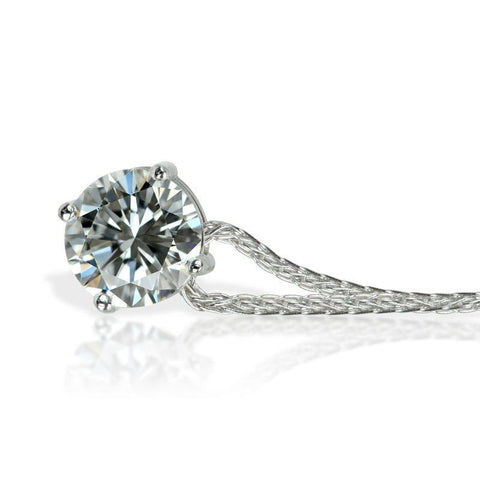 2.00 Carat Prong Set Diamond Lady Pendant Necklace White Gold 14K New