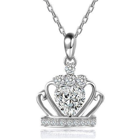 Heart And Round Cut 1.50 Carats Diamonds Necklace Pendant Gold White 14K