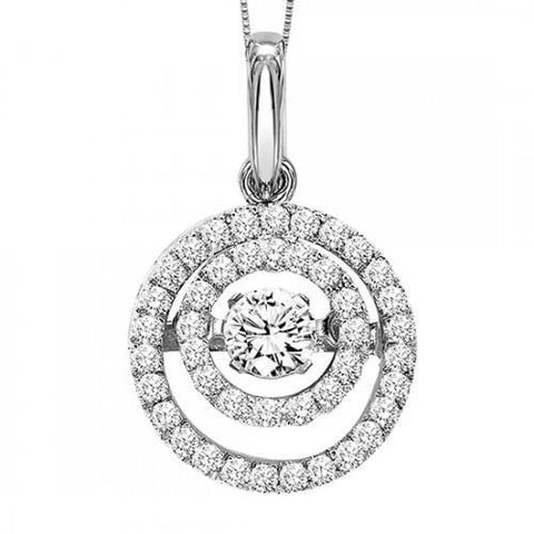 Circle Pendant Necklace 1.75 Carats Sparkling Diamonds 14K White Gold