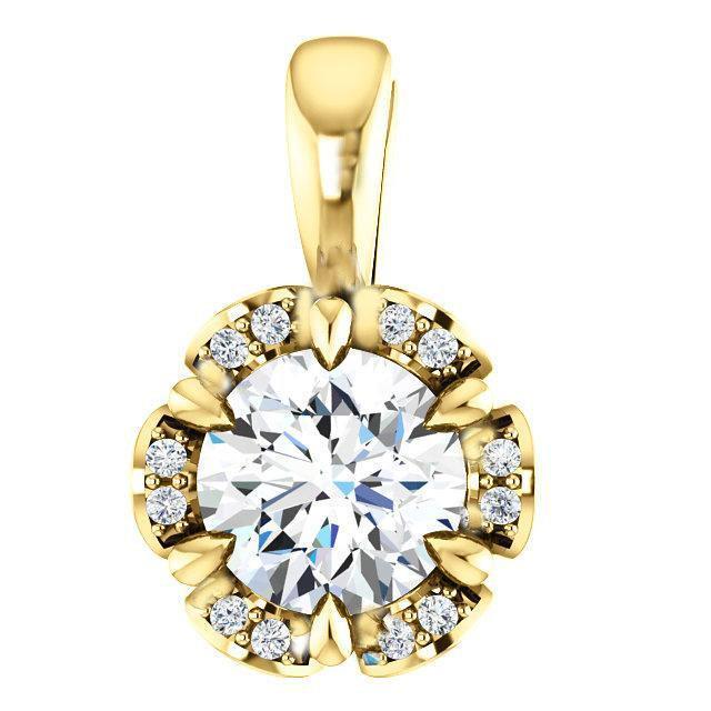 Yellow Gold 14K Round Cut 2.10 Carats Diamonds Necklace Pendant New