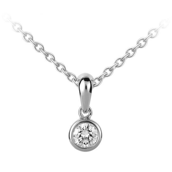 G Vs2 Bezel Set Natural 1.00 Carat Diamond Necklace Pendant Gold 14K White