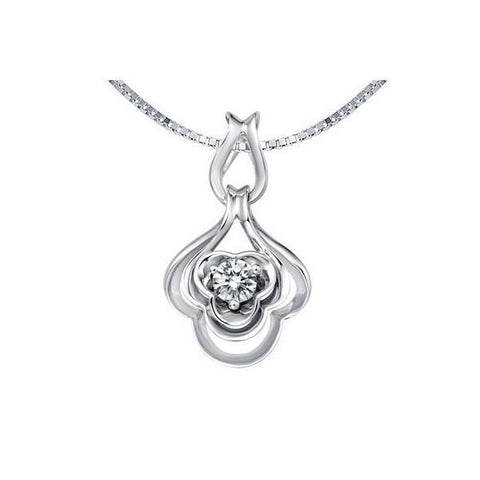 White Gold 14K Sparkling 0.50 Carat Diamond Ladies Necklace Pendant New