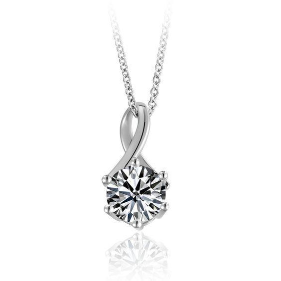 1.50 Ct. Prong Set Sparkling Diamonds Pendant Necklace White Gold 14K
