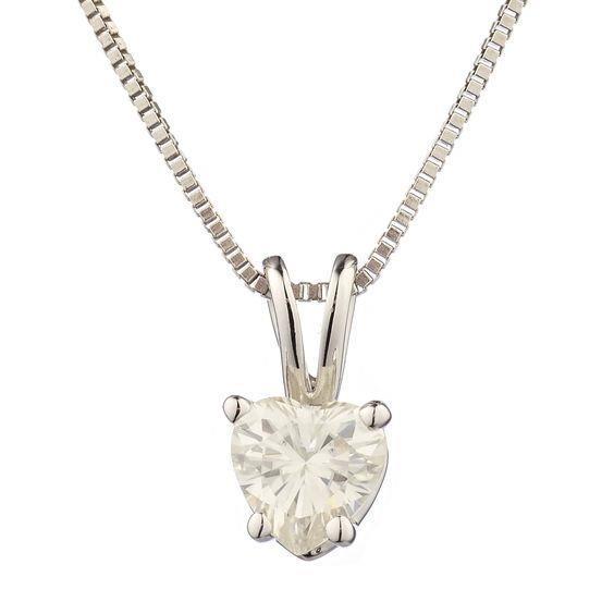 Sparkling Heart Cut 1.00 Carat Diamond Necklace Pendant Gold White 14K