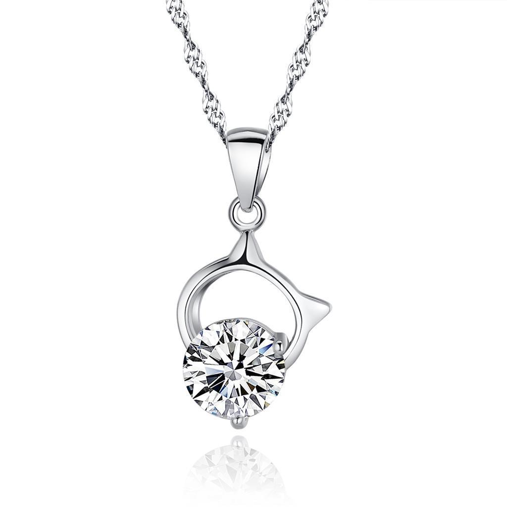 Prong Set G Vs2 Natural 1.50 Carat Diamond Pendant Necklace 14K White Gold