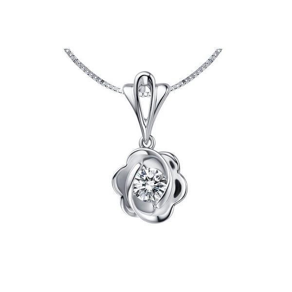 0.75 Carat Solitaire Sparkling Diamond Pendant Necklace Gold White 14K