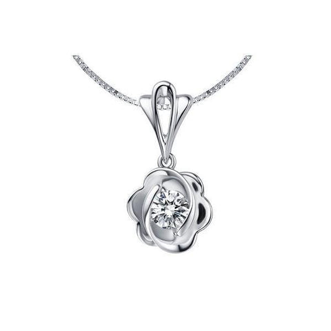 0.75 Carat Solitaire Sparkling Diamond Pendant Necklace Gold White 14K