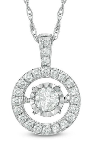 Pendant Necklace With Chain 2.25 Carats Natural Diamonds Gold White 14K