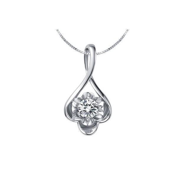 0.50 Carat G Vs2 Round Cut Diamond Necklace Pendant 14K White Gold