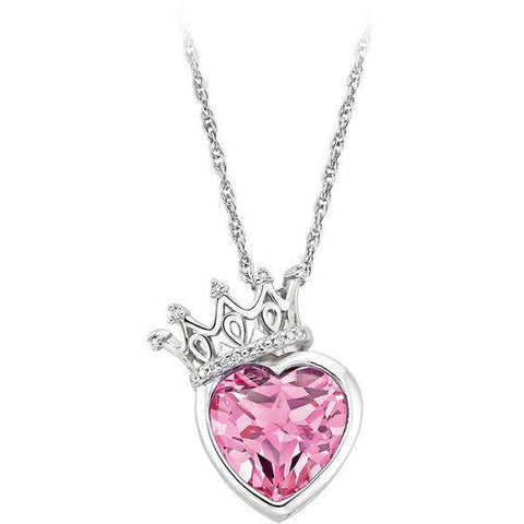 Diamond Woman Necklace Pendant 14K White Gold And Heart Cut Pink Kunzite