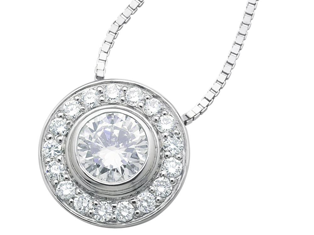 Sparkling Brilliant Cut 2.75 Carats Diamonds Necklace Pendant Gold White 14K