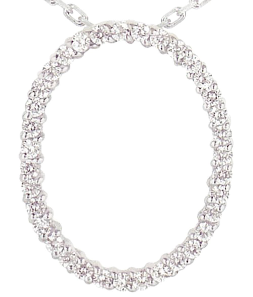 0.70 Carats Oval Shape Diamond Pendant Gold Necklace Wi