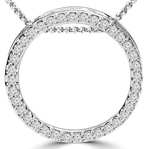 1.90 Carats Round Diamond Circle Necklace Pendant Gold White 14K