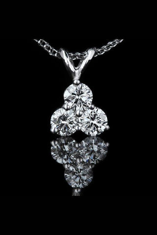 White Gold 14K 3.00 Carat Round Cut 3 Stone Style Diamond Pendant