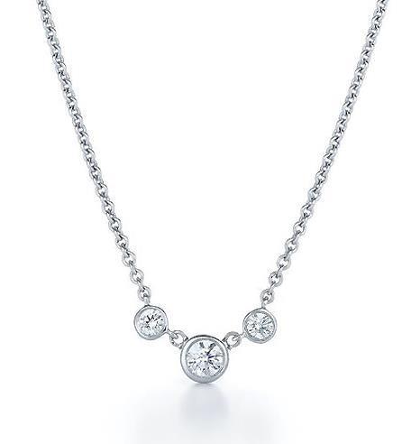 Diamonds Pendant Necklace 2 Carats Three Stone White Gold 14K Jewelry