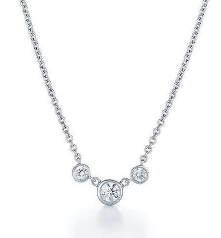 Diamonds Pendant Necklace 2 Carats Three Stone White Gold 14K Jewelry