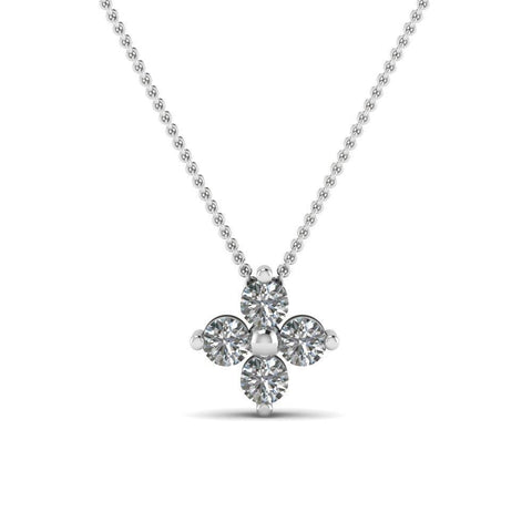 White Gorgeous Round Cut 2 Ct Diamonds Fleur Grace Pendant Necklace