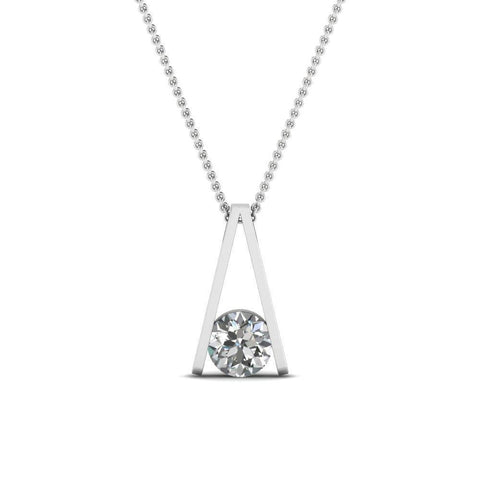 Solitaire 2 Ct Diamond Pendant Necklace White Gold 14K