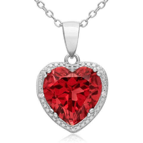 14K 11.10 Ct Red Ruby With Diamonds Pendant Necklace White Gold