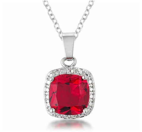 Pendant Necklace With Chain White Gold Solitaire 13.00 Ct Red Ruby