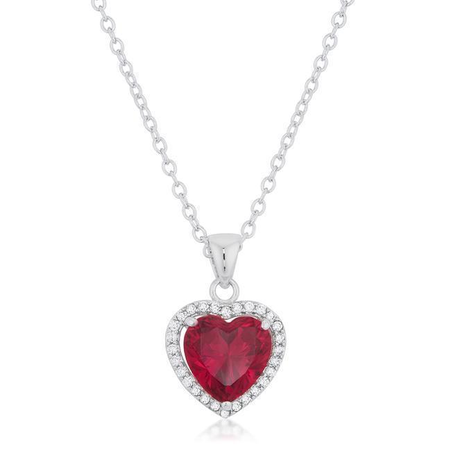 Ruby And Diamonds 5.40 Ct Pendant Necklace With Chain 14K White Gold