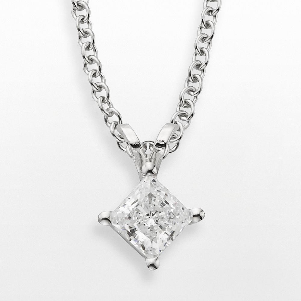 Sparkling Princess Cut Diamond Pendant Necklace White Gold 2.50 Ct Jewelry